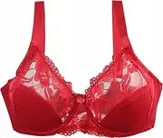 [Generic] Bra with Back Support 38/85 40/90 42/95 44/100 46/105 BCDEF Cup Bra Sexy Lace Bra for Women Lingerie Plus Size Womens Sports Bra Womens Bras Comfortable No Wire (Red, 100D)