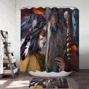 Soul Touch Native American Woman and Her Horse Shower Curtain