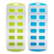 [Appetito] Easy Release 12-Cube Rectangular Ice Tray 2pcs (Blue/Lime)