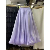 在飛比找ETMall東森購物網優惠-2023春夏季薄款韓式純色小眾設計感大擺歐根紗松緊腰半身裙7
