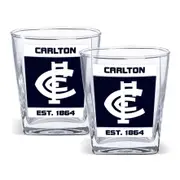 Carlton Blues AFL Set of 2 Spirit Glasses 250ml Glass Logo Design