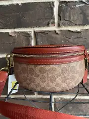 NWT Coach Tan Rust Bethany Belt Bag Signature Canvas Crossbody Purse CI184
