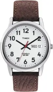Timex Men's Easy Reader 35mm Day-Date Watch – Silver-Tone Case White Dial GIfts