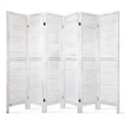 NNEDSZ 6 Panel Room Divider Privacy Screen Foldable Wood Stand White