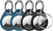 UNBREAKcable AirTag Holder for Apple - 4 Pack Air Tag Case [Fit Tightly Design] [Easy to Install] [Hold Securely] Waterproof TPU Protective Cover with Metal Keychain for Kids,Pet,Luggage,Backpack,Keys