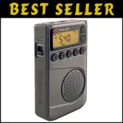 Pocket-Sized AM/FM & NOAA Weather Radio with Clock and Sleep Timer in Black