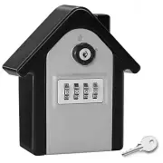 Key Lock Box Wall Mount, Zinc Alloy Key Storage Box for Outside, 4-Digit Comb...