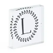 Letter L Floral Wreath Alphabet Acrylic Photo Block Frame Flowers