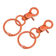 44mm Swivel Clasps Lanyard Snap Hook with Binder Ring for DIY Orange 2Pcs