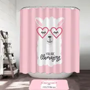 Pink Background Cool Heart Glasses Llama Shower Curtain