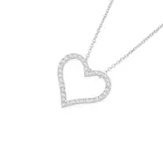 Silver Cz Set Open Heart Slider Pendant in Clear