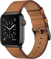OUHENG Compatible with Apple Watch Band 38mm 42mm 40mm 44mm, Genuine Leather Band Replacement Strap Compatible with Apple Watch Series 6 Series 5 Series 4 Series 3 Series 2 Series 1 SE