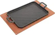 1Set Heavy Duty Iron BBQ Grilling Pan Nonstick Griddle for Steak Fish and Vegetables Compact Design for for Outdoor Cooking and Family Gatherings