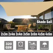 320 GSM Sun Shade Sail 98% UV Block Rectangle Extra Heavy Duty Shade Cloth