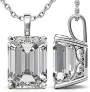 [Generic] Customize Jewel IGI 2.0 Carat Emerald Cut Lab Created Diamond Solitaire 4-Prong Scroll Accented Pendant In 14k White Yellow Rose Gold For Women,D-VS2, Medium, Gemstone, Created Diamond
