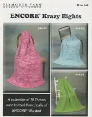 Plymouth Encore Krazy Eights Knitting Pattern Book 644 - 15 Throw Designs