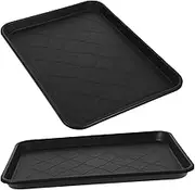 WHAMVOX 2pcs All Weather Shoe Tray Organizer for Entryway Plastic Boot Holder Indoor Outdoor Use Easy to Clean for Keeping Dirt and Water
