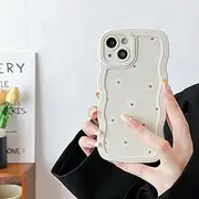 ZTOFERA for iPhone 14 Case, Cute Curly Wave Frame Daisy Pattern Liquid Silicone Case, Soft Shockproof Protective Bumper Cover for iPhone 14 - White