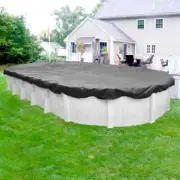 Pool Mate Above Ground Winter Pool Cover 34 ft x 19 ft Oval Shape Solid Charcoal