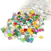 Shengsenfu Mixed Glass Mosaic Tiles for Crafts - Iridescent Crystal Mosaic Pieces Set Frames Handmade Jewelry Art Decoration and Creative Gift Ideas Handmade Jewelry - Small Square Decorative Tiles