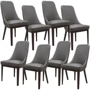 Claire Set of 8 Dining Chair Genuine Leather Solid Rubber Wood Frame Dark Brown
