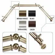 Phife 13/16" Double Bay Window Curtain Rod 20"-36",38"-72" -choose from 4colors