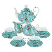 Gracie China Shabby Rose Turquoise Tea Set 11 pcs