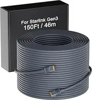 Starlink Gen 3 Cable 46M/150FT, CMX CMR Rated 26AWG Starlink Replacement Cable 2000Mbps, Starlink Rectangular Satellite Cable, Starlink Extension Cable, Starlink Ethernet Cable for Outdoor Indoor