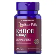 Puritan's Pride Red Krill Oil 500 Mg Active Omega Softgels - 30 count