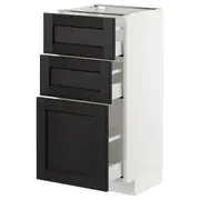 METOD base cabinet with 3 drawers, white Maximera/Lerhyttan black stained, 40x37x80 cm
