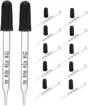 CHILDWEET Glass Pipettes Dropper Set 12pcs Essential Oil Droppers 1ml Soft Tip for Precise Measuring
