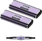 USB C Type Adapter, Type C Adapter, 240W Power Delivery, and 8K@60Hz Video Pass-Through, USB C Adapter, Type C to Type C Compatible with Thunderbolt 4/3 Support up to 40Gbps Data Transfer (2Pcs)