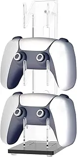 3 Tiers Acrylic Controller Holder and Headset Stand 2 in 1 Game Controller and Headset Stand Build Your Game Fortresses for Desk(Black Base,1-Pack)