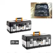 Tool box Stainless Steel Toolbox 2-Layer Tools Storage Box Empty Large Tool Case