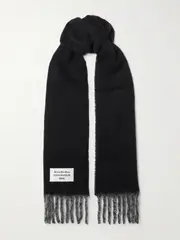 [Acne Studios] Acne Studios - Two-tone Fringed Appliquéd Alpaca-blend Scarf - Black - One size One size Black