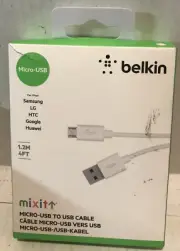 Belkin Mixit 4ft Micro-USB toUSB Cable for LG,HTC, Samsung Phones,New ‼️
