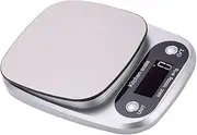 SHOWERORO 1Pc Portable Stainless Steel Digital Kitchen Scale Electronic Weighing Machine with Backlit LCD Display Multifunctional Food Coffee Scale for Home Use Silver Finish