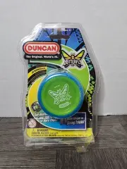 Genuine Duncan Butterfly XT YoYo Blue and Green Ball Bearing Axle Wide Shape New