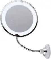 LOORGVEL 360Degree Magnifying LED Lighted Makeup Mirror with Suction Cup Rotating Vanity Mirror for Precise Eye Makeup for Bathroom Travel Viewing Angle