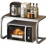 microwave shelf， Microwave Oven Rack Shelf, Kitchen Baker Electric Oven Holder, Double Stainless Steel Microwave Oven Rack(Grey)