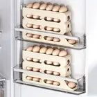 Fridge Side Door Egg Rack Rolling Storage Box with Four Tiers Automatic