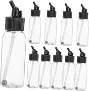 KICHOUSE 10pcs Airbrush Paint Bottles Airbrush Bottle Adapters Paint Mixing Accessories Airbrush Paint Holders 30ml Airbrush Jars Refillable Glue Bottles with Brush 30ml Paint Jars Plastic