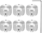 sourcing map 6 Pcs Aluminium Potentiometer Knobs, 1/4" (6mm) Universal Volume Tone Control Knobs for Guitar, Bass, Diamond 5/8" Silver