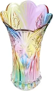 VORCOOL 1 x Flower Vase Crystal Glass Phoenix Tail Shape Vase Large Rainbow Colourful Flower Vase for Home Decor (9.43 x 4.91 x 4.91 inches)