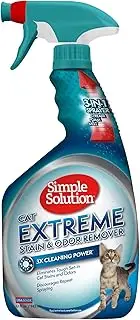 Simple Solution Cat Extreme Pet Stain and Odor Remover Spray - Enzymatic Cleaner with 3X Pro-Bacteria Cleaning Power, Cat-Formulated Strong Urine Pee Odor Destroyer - 32 Ounces