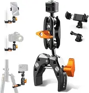 K&F Concept Camera Clamp Mount, Super Clamp Mount Magic Arm with Two 360° Ball Heads, 1/4" Screw Threads for ARRI Compatible with DSLR, Action Camera, Tripod, Phone for Gopro/Insta360
