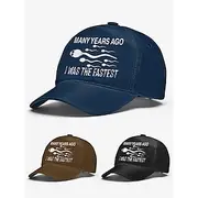 Funny Printed Baseball Cap with 'Many Years Ago I Was the Fastest' Quote, Adjustable Dad Hat for Men and Women, Perfect for Casual Wear, Gag Gifts, and Parties