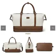 OPAGE Weekender Bag for Women Men Large Canvas Overnight Bag with Shoe Compar...