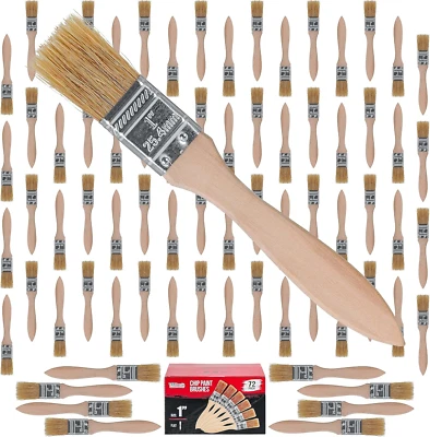 72 Pack of 1 Inch Paint and Chip Paint Brushes for Paint, Stains, Varnishes, Glu