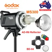 Godox MS300 300Ws 2.4G Compact Studio Flash with AD-R6 Reflector, BD-04 Barndoor